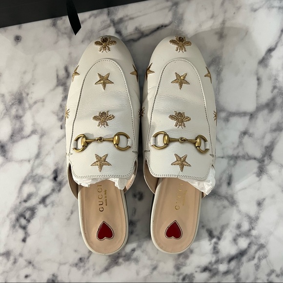 Gucci Princetown Leather Slide Quentin Mystic White Embroidered - Picture 4 of 16